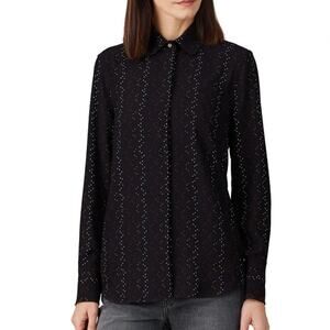 Equipment Femme M Womens Inisse Top Button Front Geometric Dots Polyester Career